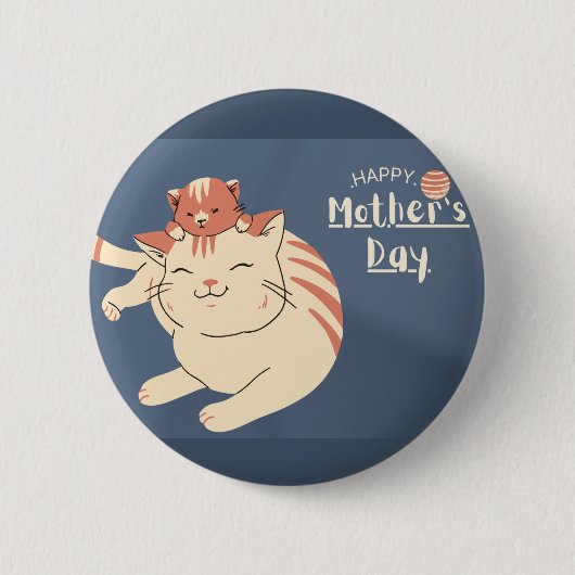 Happy Moederdag Cute Cat en Kitten Ronde Button 5,7 Cm (Voorkant)