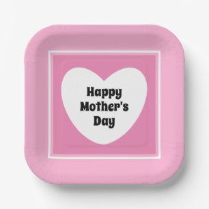 Happy Moederdag Cute Elegant Light Roze Papieren Bordje
