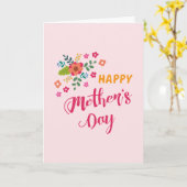 "Happy Moederdag" Cute Floral Pink Illustratie Kaart (Gele Bloem)