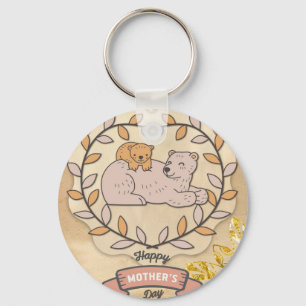 Happy Moederdag Cute Fun Beer en Cup Sleutelhanger