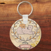 Happy Moederdag Cute Fun Beer en Cup Sleutelhanger (Voorkant)