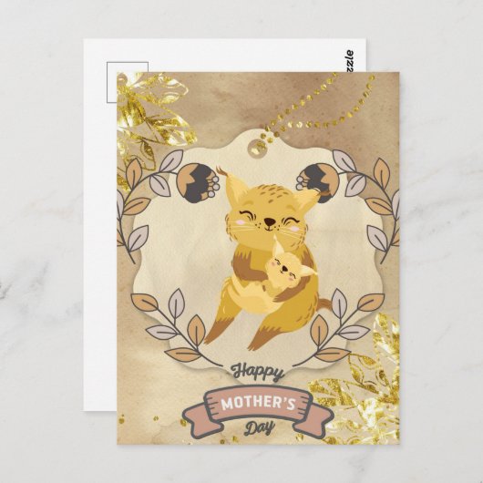 Happy Moederdag Cute Fun Cat en Kitten Briefkaart (Voorkant / Achterkant)