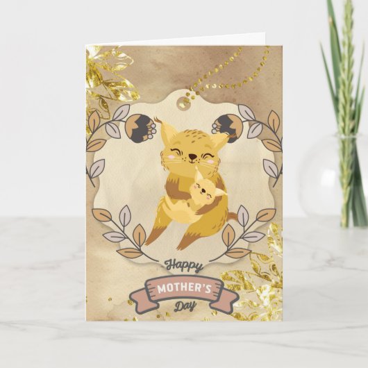 Happy Moederdag Cute Fun Cat en Kitten Kaart (Voorkant)