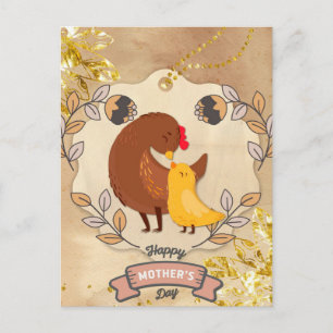 Happy Moederdag Cute Fun Chicken and Chick Briefkaart