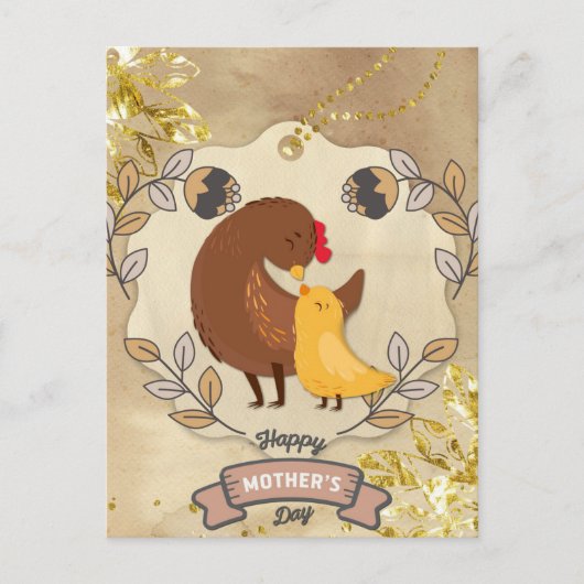 Happy Moederdag Cute Fun Chicken and Chick Briefkaart (Voorkant)