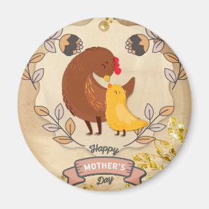 Happy Moederdag Cute Fun Chicken and Chick Magneet