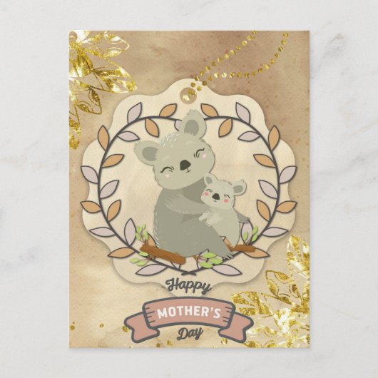 Happy Moederdag Cute Fun Koala Beer en Baby Briefkaart (Voorkant)
