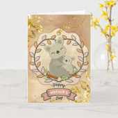 Happy Moederdag Cute Fun Koala Beer en Baby Kaart (Gele Bloem)