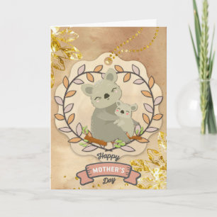Happy Moederdag Cute Fun Koala Beer en Baby Kaart
