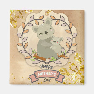 Happy Moederdag Cute Fun Koala Beer en Baby Magneet