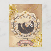 Happy Moederdag Cute Fun Koala Sloth en Baby Briefkaart (Voorkant)