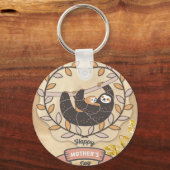 Happy Moederdag Cute Fun Koala Sloth en Baby Sleutelhanger (Voorkant)