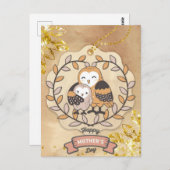 Happy Moederdag Cute Fun Owl Bird Briefkaart (Voorkant / Achterkant)