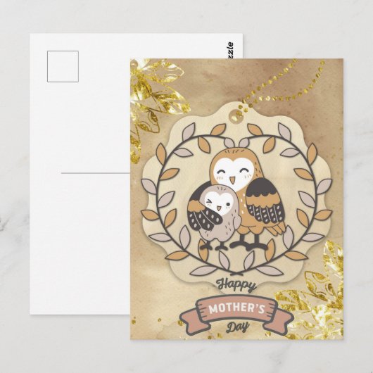 Happy Moederdag Cute Fun Owl Bird Briefkaart (Voorkant / Achterkant)