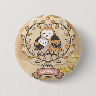 Happy Moederdag Cute Fun Owl Bird Ronde Button 5,7 Cm