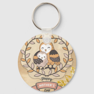 Happy Moederdag Cute Fun Owl Bird Sleutelhanger