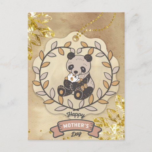 Happy Moederdag Cute Fun Panda Beer Briefkaart (Voorkant)