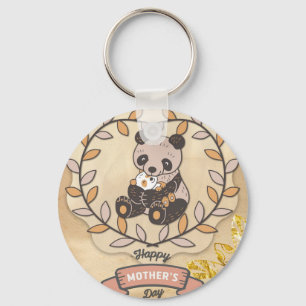 Happy Moederdag Cute Fun Panda Beer Sleutelhanger