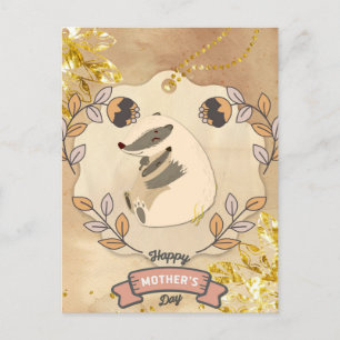 Happy Moederdag Cute Fun Raccoon Briefkaart