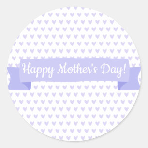 Happy Moederdag   Cute Paars Hearts Pattern Ronde Sticker