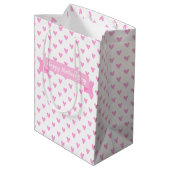 Happy Moederdag | Cute Pink Hearts Pattern Medium Cadeauzakje (Achterkant Gekanteld)