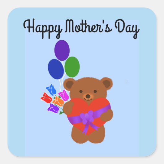 Happy Moederdag Cute Teddy Bear #3 Stickers (Voorkant)