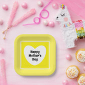 Happy Moederdag Cute Yellow Papieren Bordje (Feest)