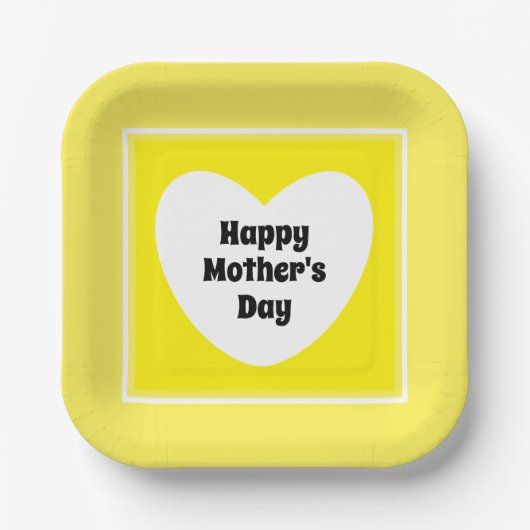 Happy Moederdag Cute Yellow Papieren Bordje (Voorkant)