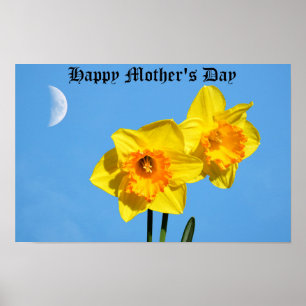 Happy Moederdag Daffodils Gold Medal Poster