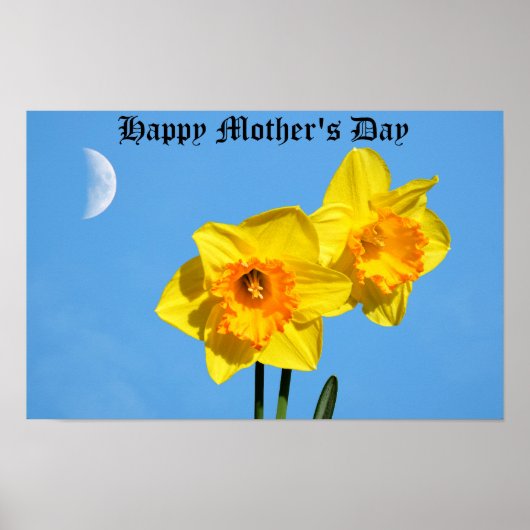Happy Moederdag Daffodils Gold Medal Poster (Voorkant)