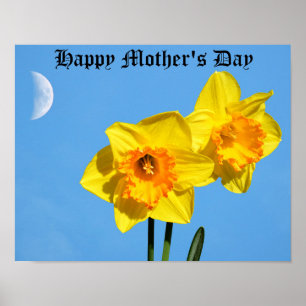 Happy Moederdag Daffodils Gold Medal Poster