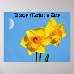 Happy Moederdag Daffodils Gold Medal Poster