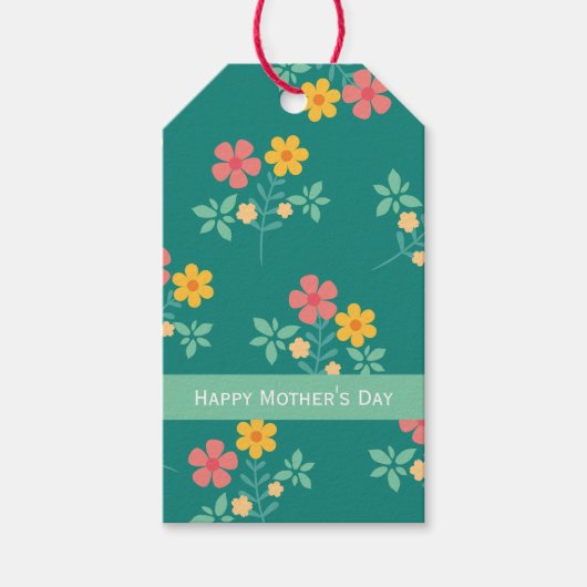 Happy Moederdag Daisy  Bouquet in Green Cadeaulabel (Voorkant)