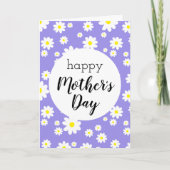 Happy Moederdag Daisy Flower Pattern Paars Kaart (Voorkant)