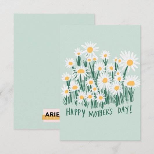 Happy Moederdag Daisy Kaart (Voorkant / Achterkant)