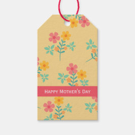 Happy Moederdag Daisy Retro Bouquet in Geel Cadeaulabel