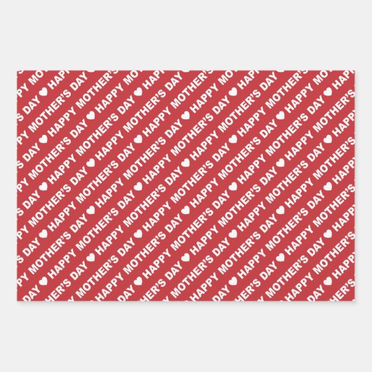 Happy Moederdag Dark Red en White Inpakpapier Vel (Voorkant 3)
