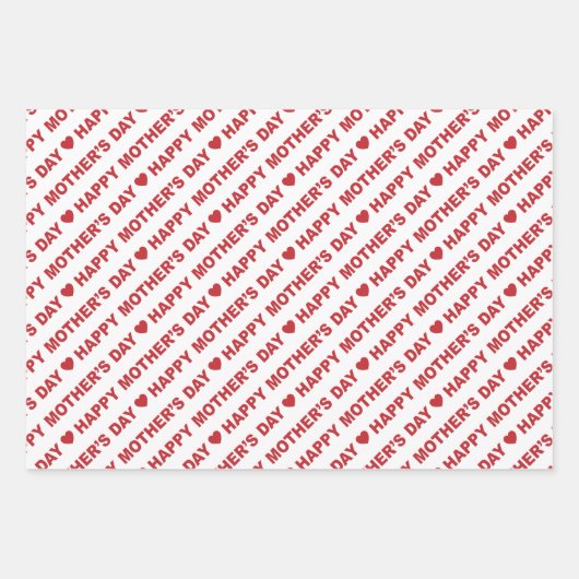 Happy Moederdag Dark Red en White Inpakpapier Vel (Voorkant 2)