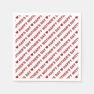 Happy Moederdag Dark Red over het witboek Napkin Servet