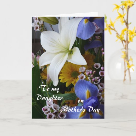 Happy Moederdag-Daughter- Floral Kaart (Gele Bloem)