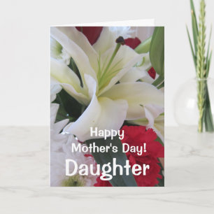 Happy Moederdag-Daughter-White Lily Floral Kaart