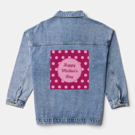 Happy Moederdag Denim jas (magenta & roze) Denim Jacket (Achterkant)