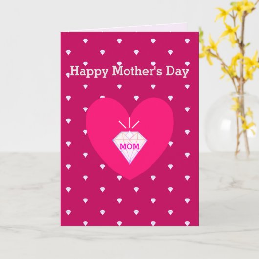 Happy Moederdag Diamond Kaart (Gele Bloem)