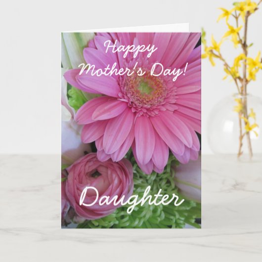 Happy Moederdag-dochter-roze Floral Kaart (Gele Bloem)