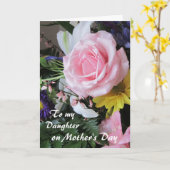 Happy Moederdag-dochter-roze Floral Kaart (Gele Bloem)