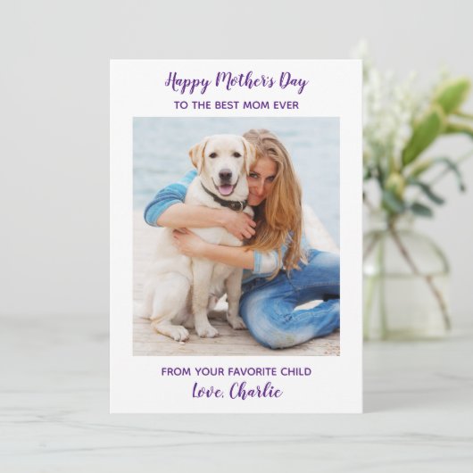Happy Moederdag Dog mam Persoonlijke foto Pet Feestdagenkaart (Staand voorkant)