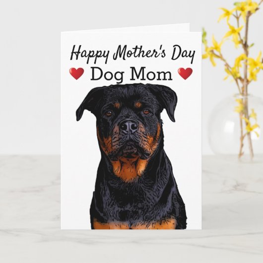 Happy Moederdag Dog mama Rottweiler Kaart (Gele Bloem)