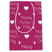 Happy Moederdag donkerroze script Medium Cadeauzakje (Voorkant)