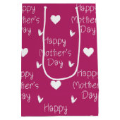 Happy Moederdag donkerroze script Medium Cadeauzakje (Achterkant)