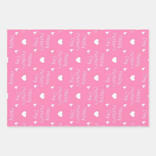 Happy Moederdag donkerroze themaset van 3 Inpakpapier Vel (Voorkant)